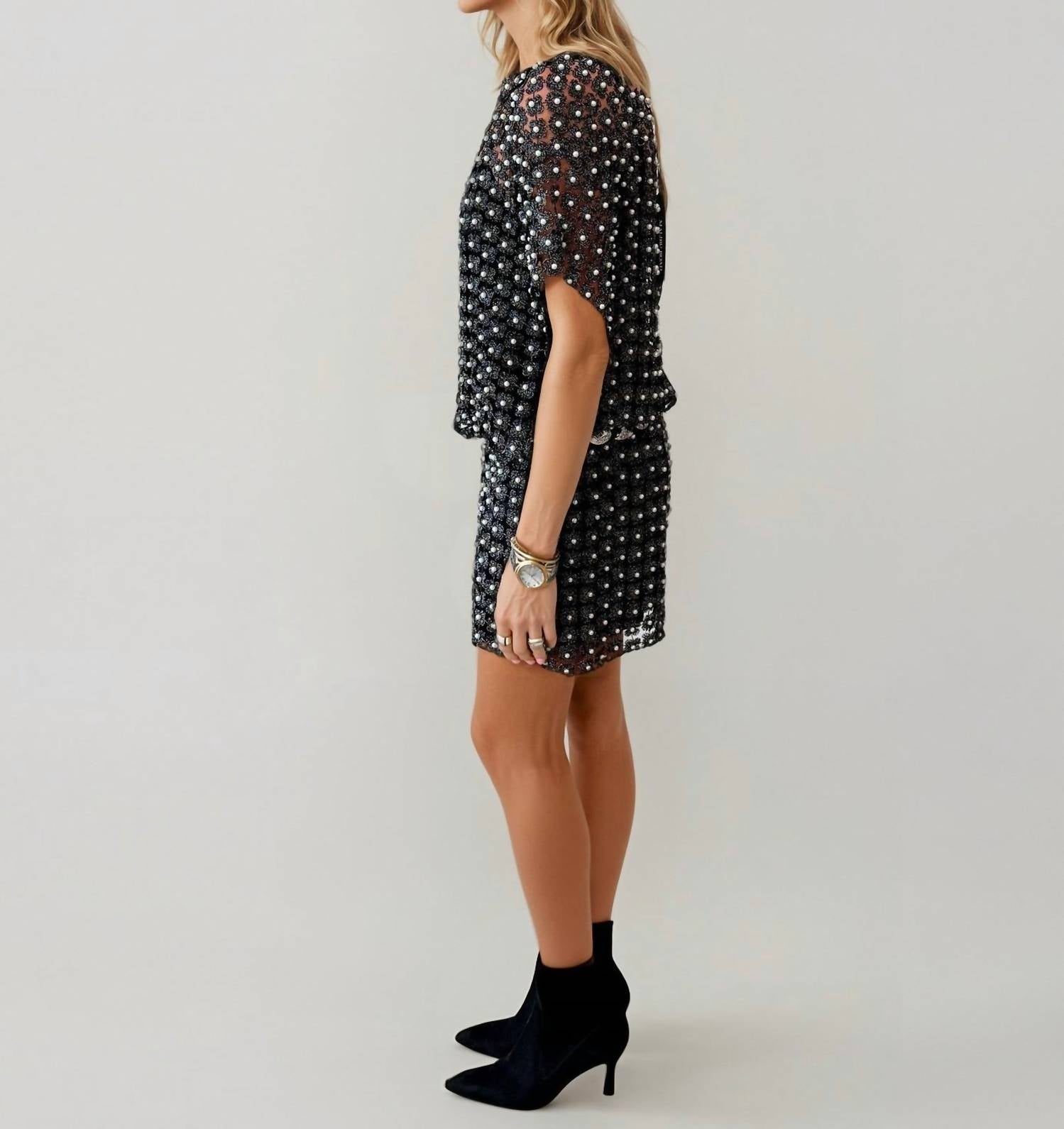 Malibu Road - Pearl Luxe Embellished Mini Skirt