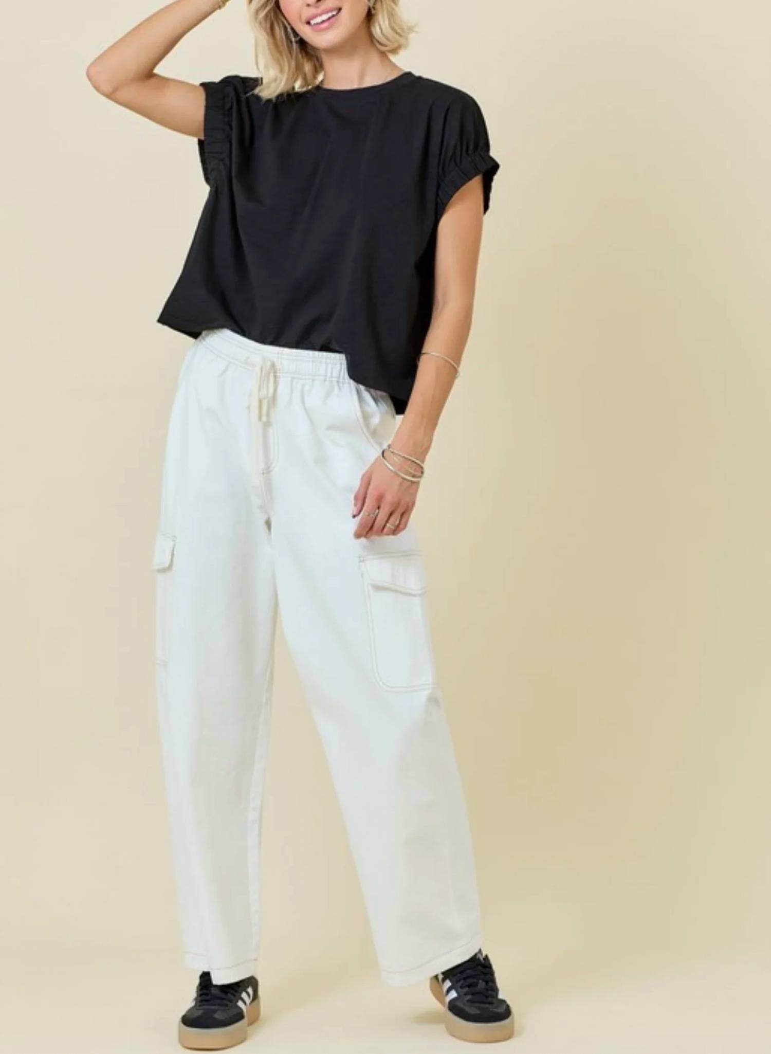 Day + Moon - Washed Denim Cargo Pants