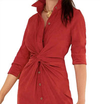 GRETCHEN SCOTT Ultra Suede Twist And Shout Mini Dress in red - women's dress - alternate view