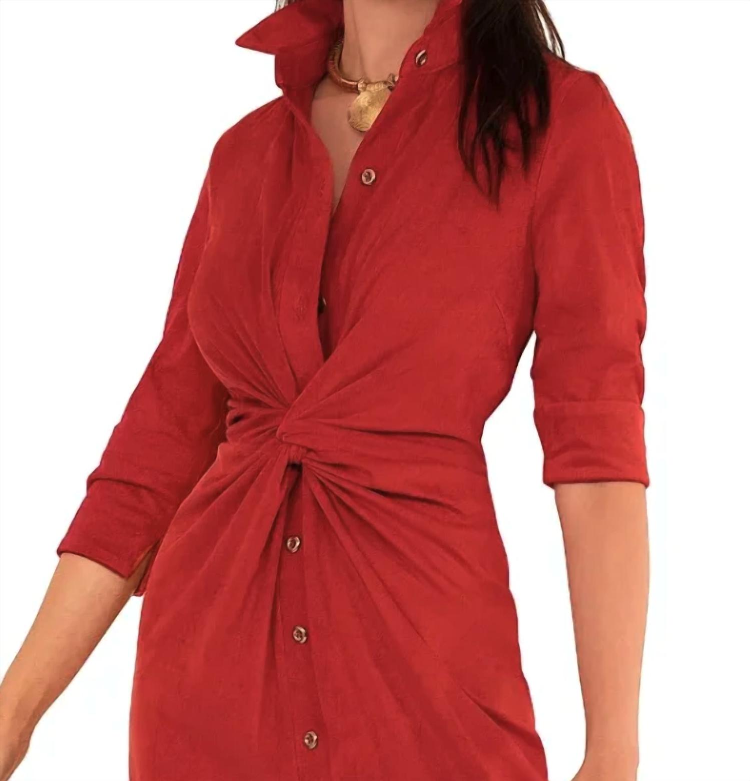GRETCHEN SCOTT Ultra Suede Twist And Shout Mini Dress in red - women's dress - alternate view