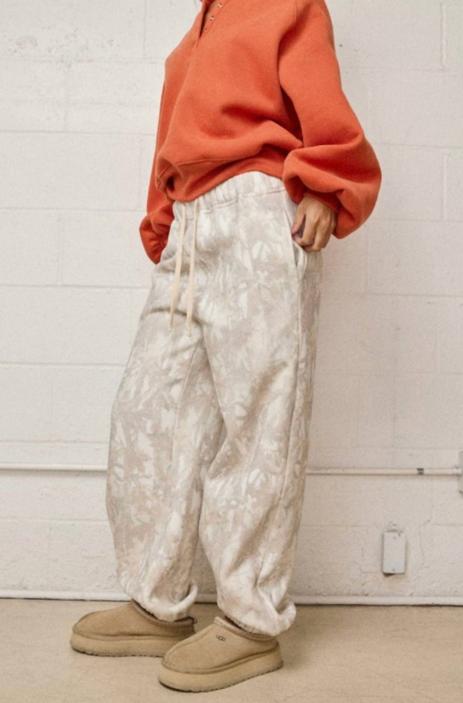 PAPERMOON Fleece Jogger Pants in light camo - women's pants - alternate view