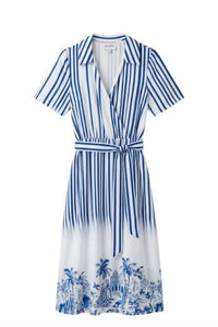 Leo & Ugo - Women's Calf-length Belted Cotton Dress