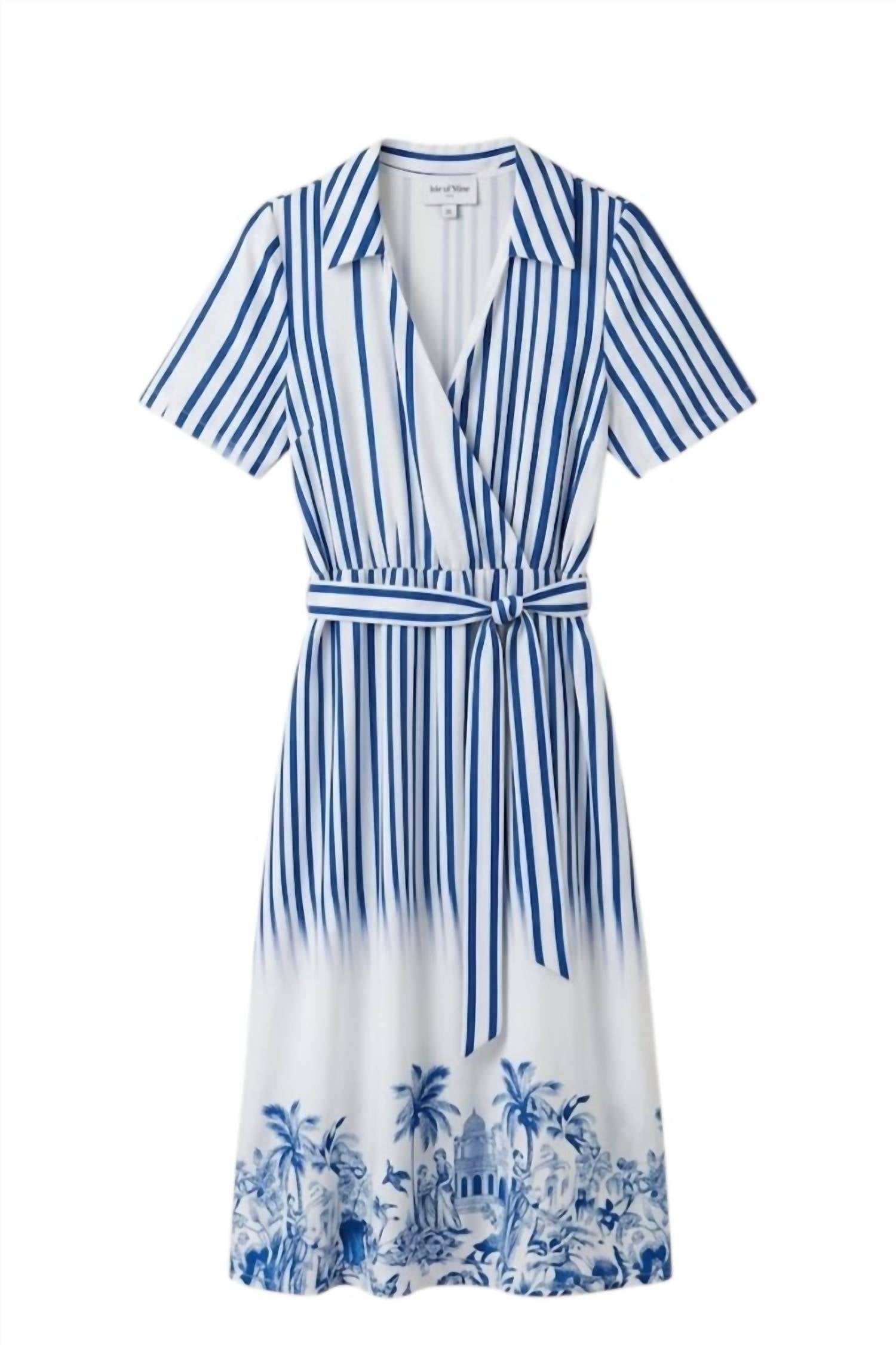 Leo & Ugo - Women's Calf-length Belted Cotton Dress