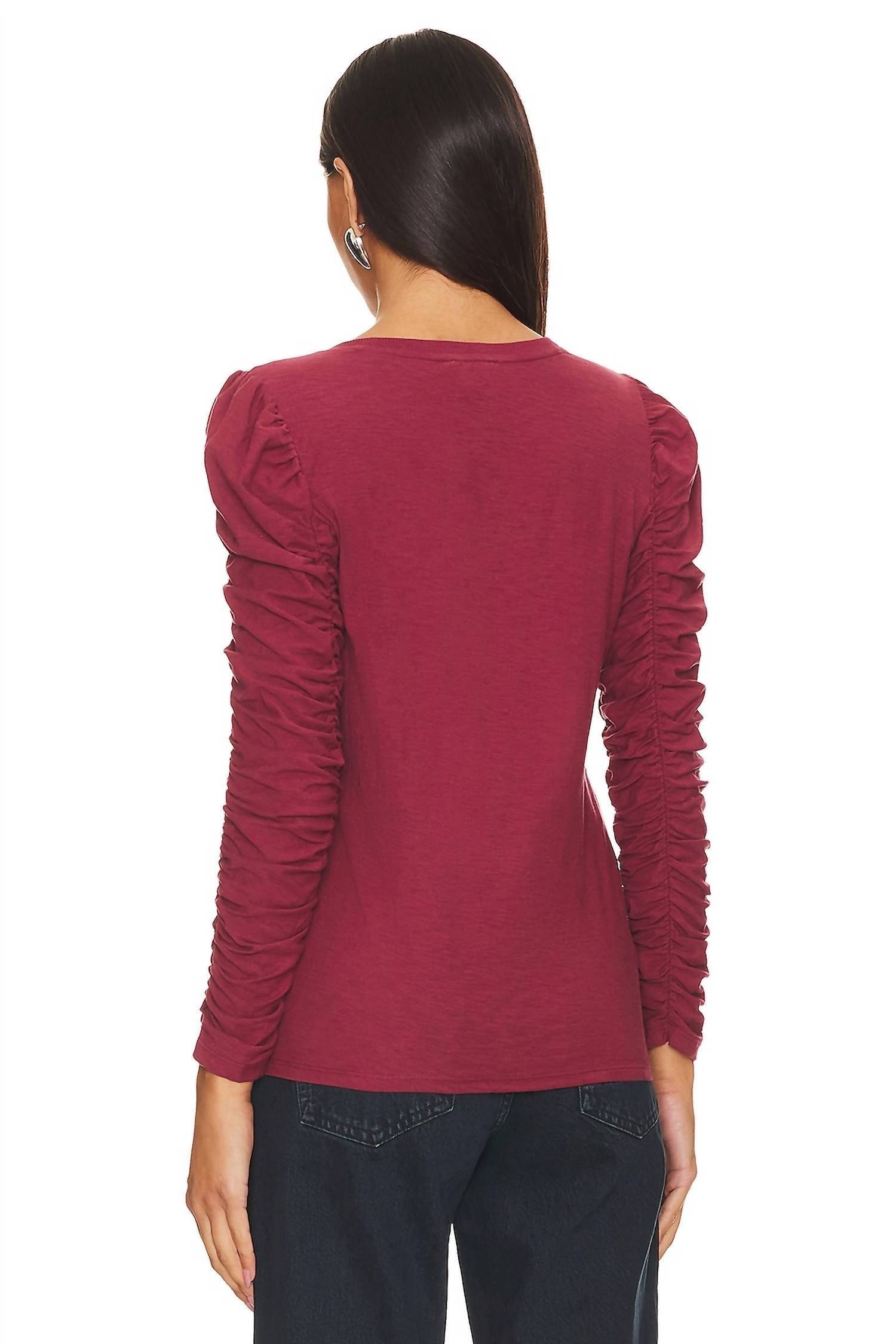 Nation Ltd - Renee Shirred Sleeve V-neck Top