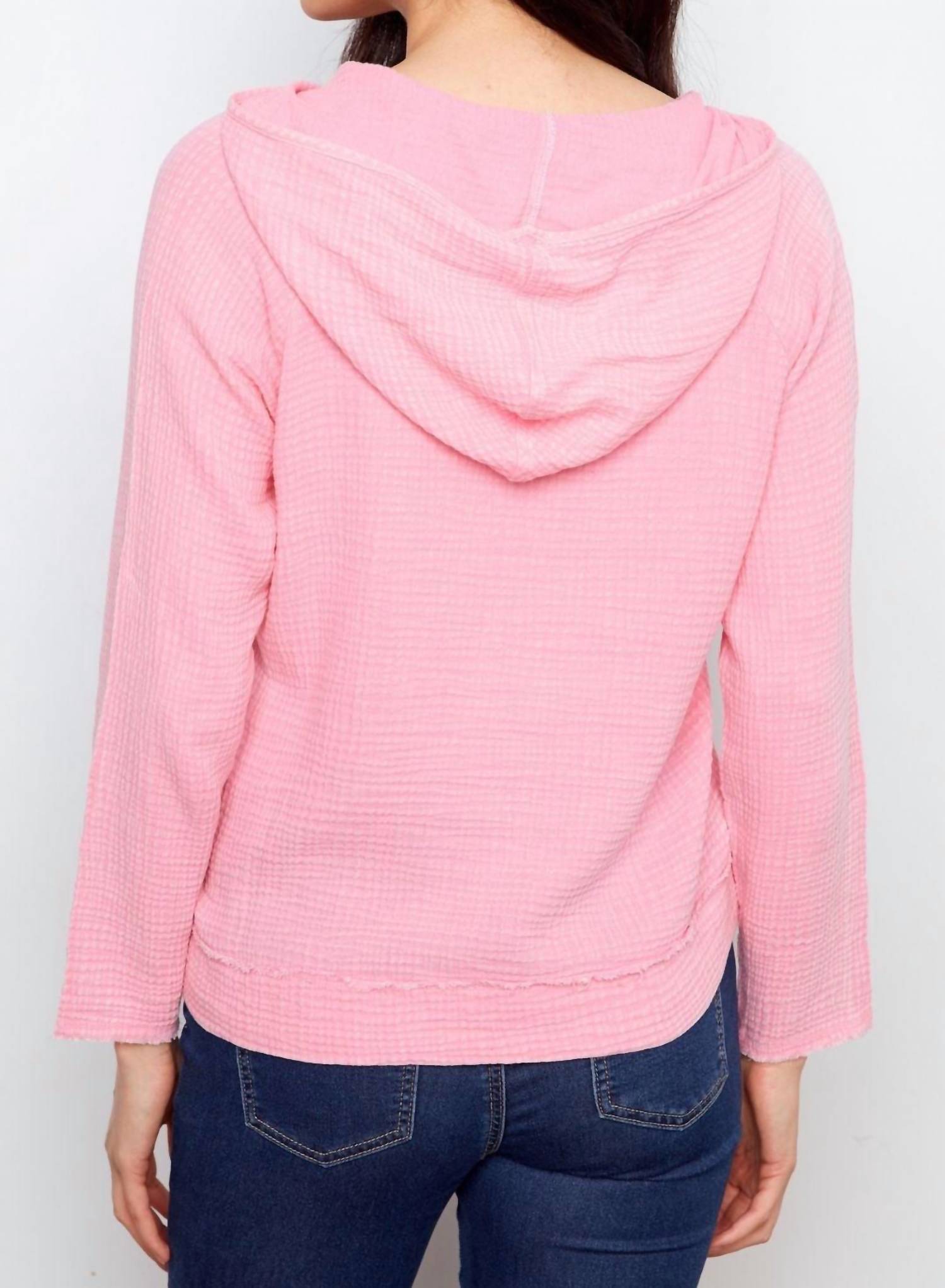 CHARLIE B Bubble Cotton Hoodie in candy - women's top - alternate view