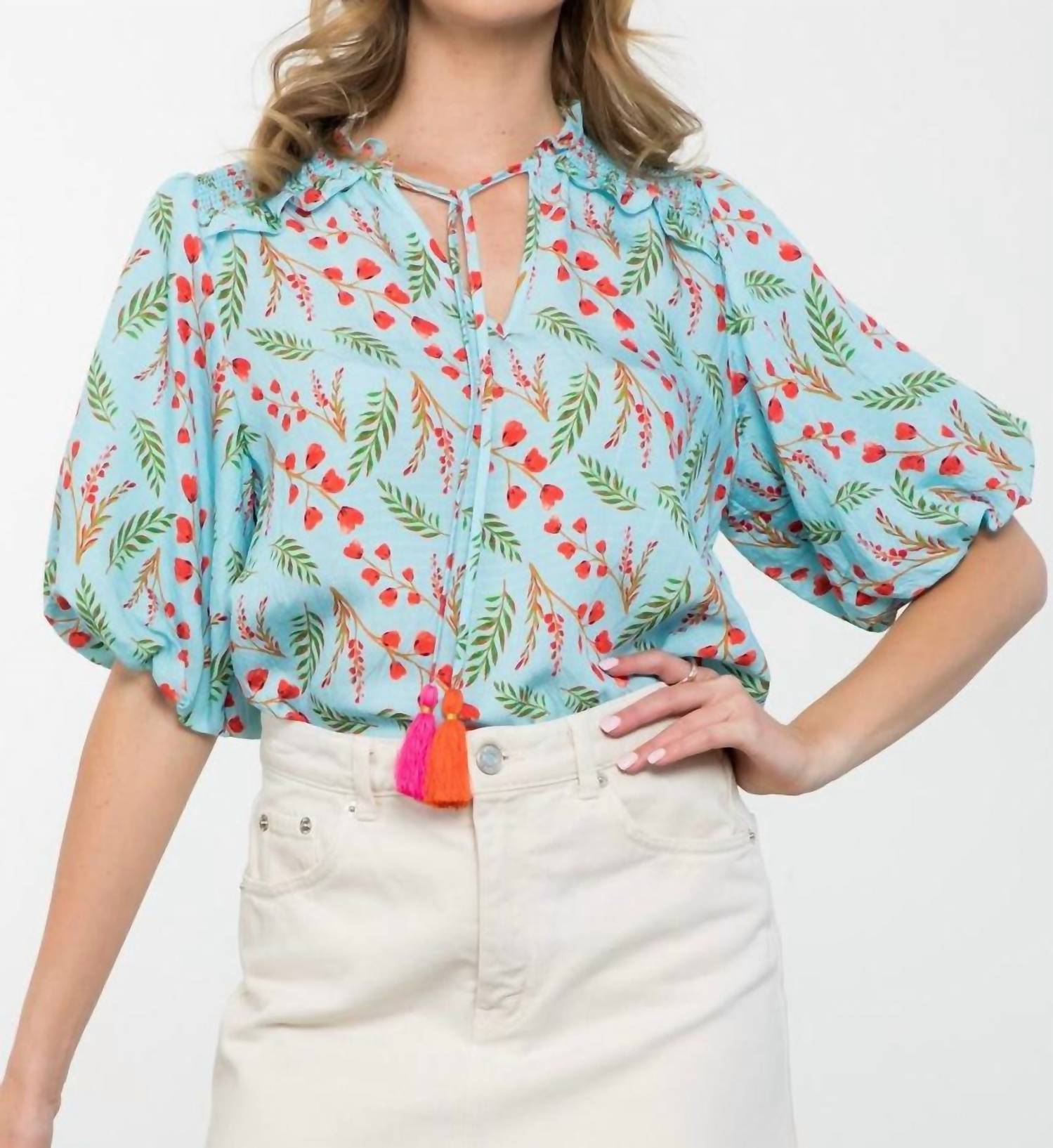 Thml - Puff Sleeve Print Top