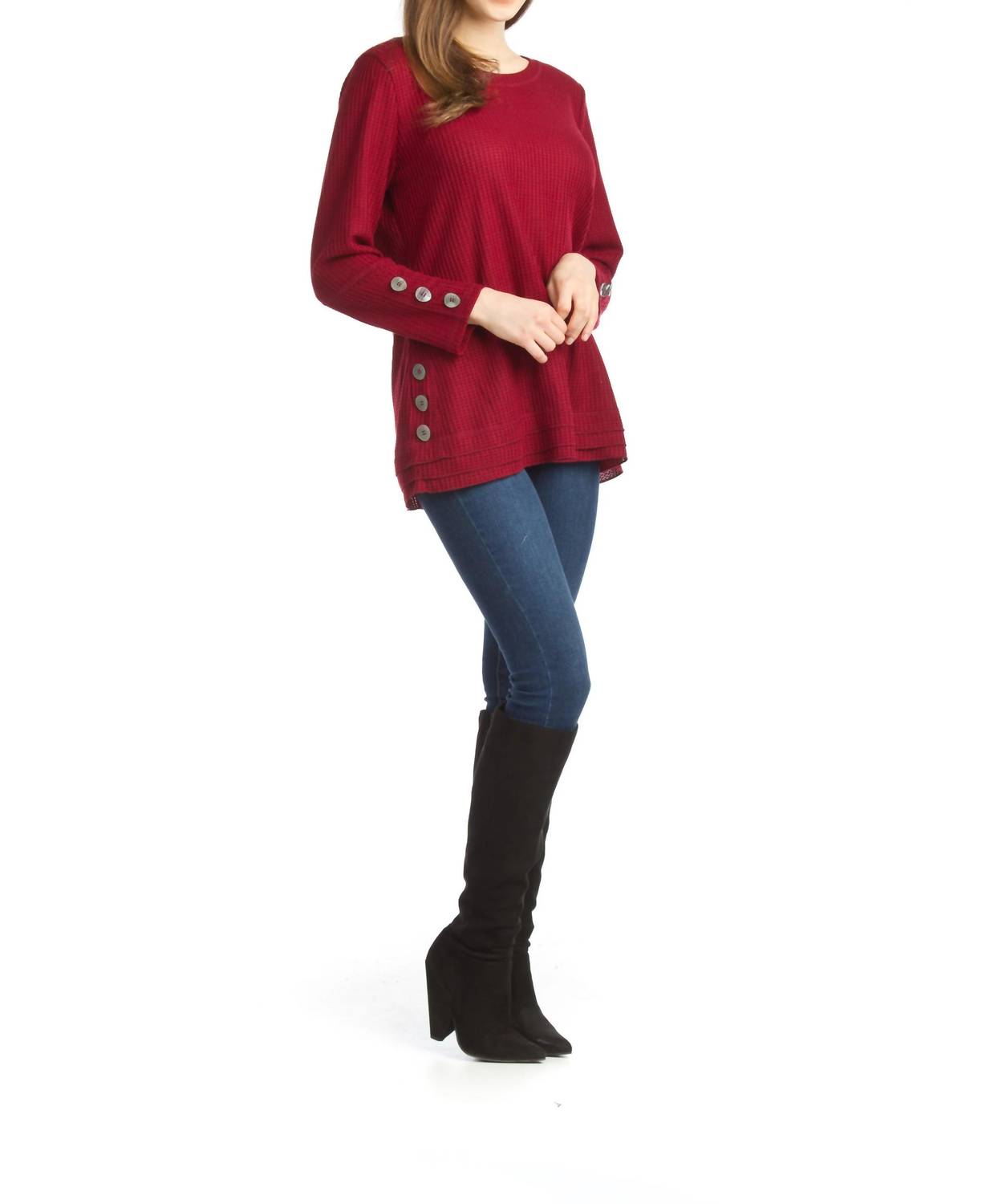 Papillon - Waffle Top With Button Detail