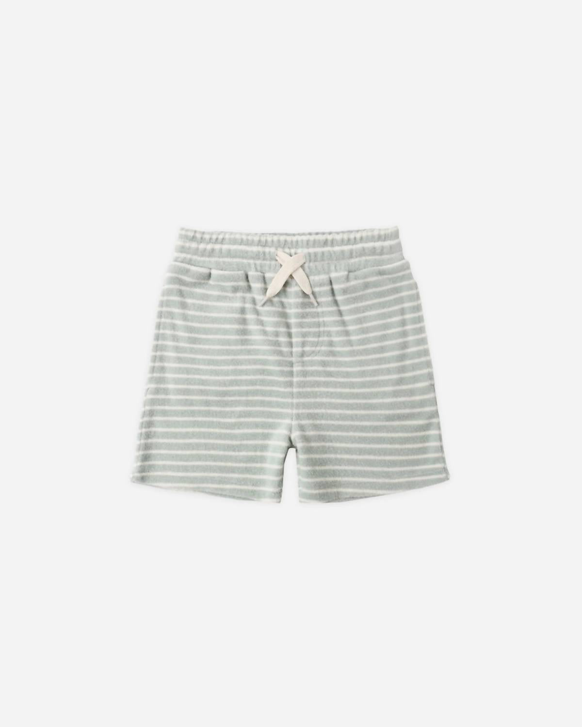 Rylee + Cru Boy's Terry Short in seafoam stripe - kids' shorts