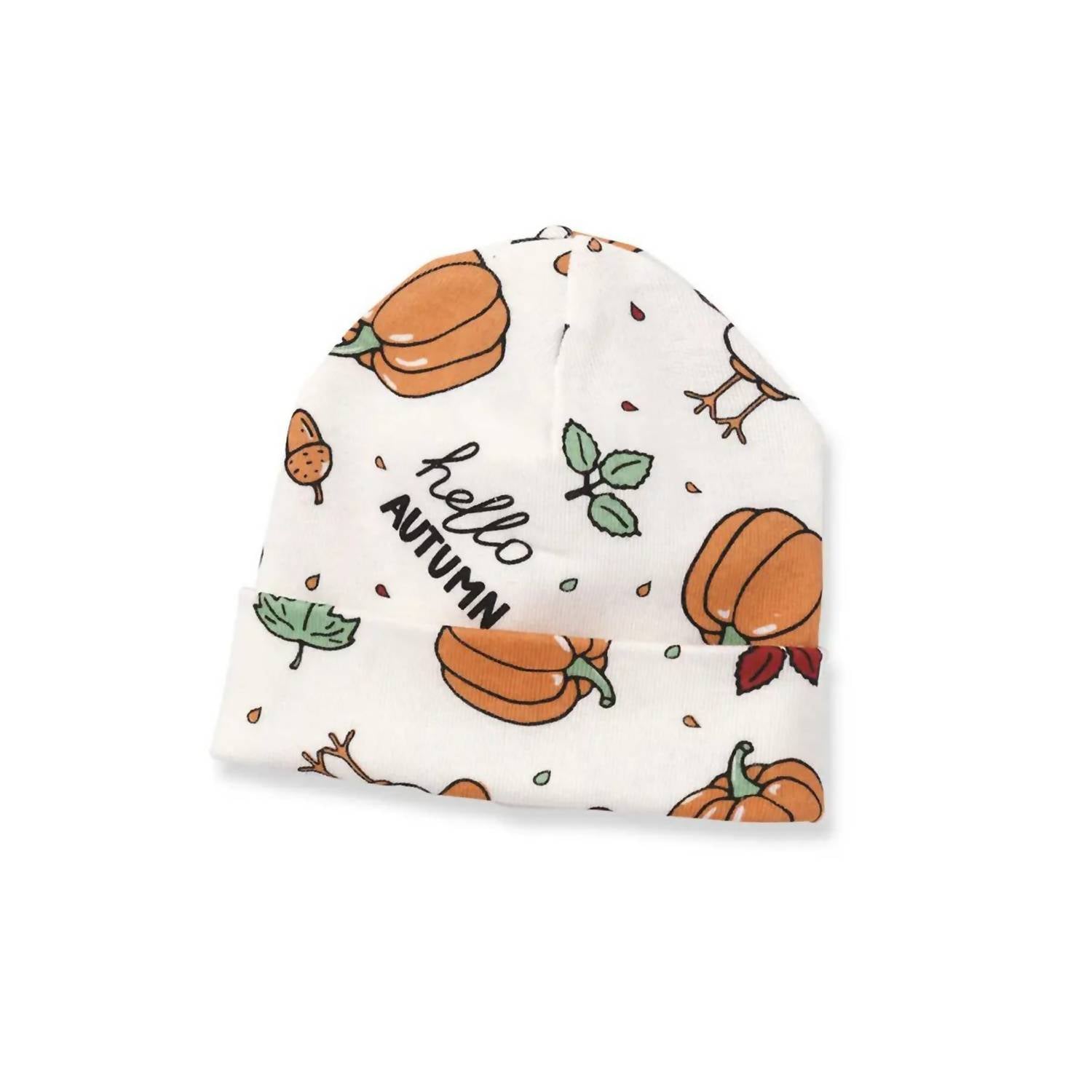 Tesa Babe Newborn Happy Harvest Hat in ivory orange red - kids' hat - detail view