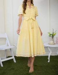Zoe And Claire - Embroidered Short Sleeves Dress