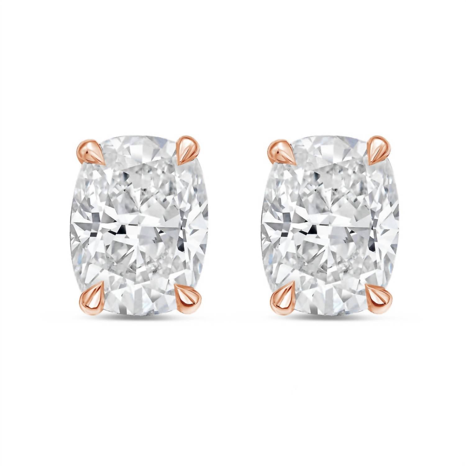Diana M Jewels - Women's Cushion Lab-Grown Diamond Stud Earrings (4.00 TCW) - Signature Plus