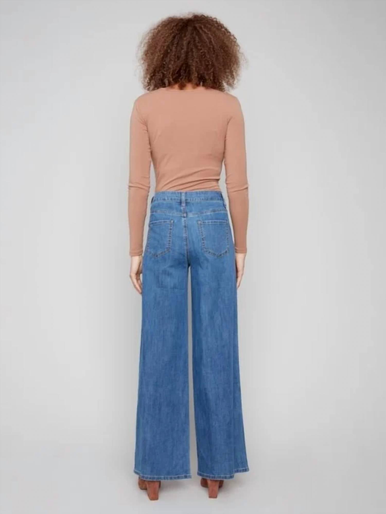 Charlie B - Wide Leg Stretch Slash Pockets Jeans