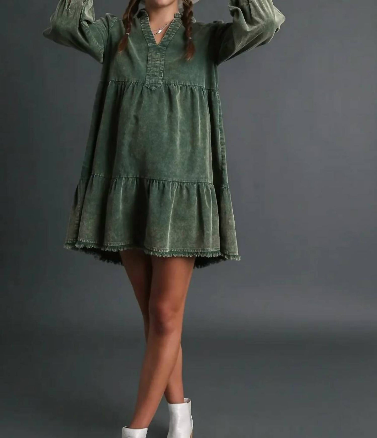 Umgee - Mineral Wash Corduroy Dress