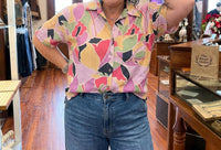 Easel - Floral Linen Top