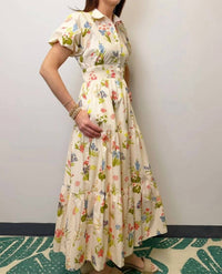 Zoe And Claire - Printed Puff Sleeve Shirt Dress