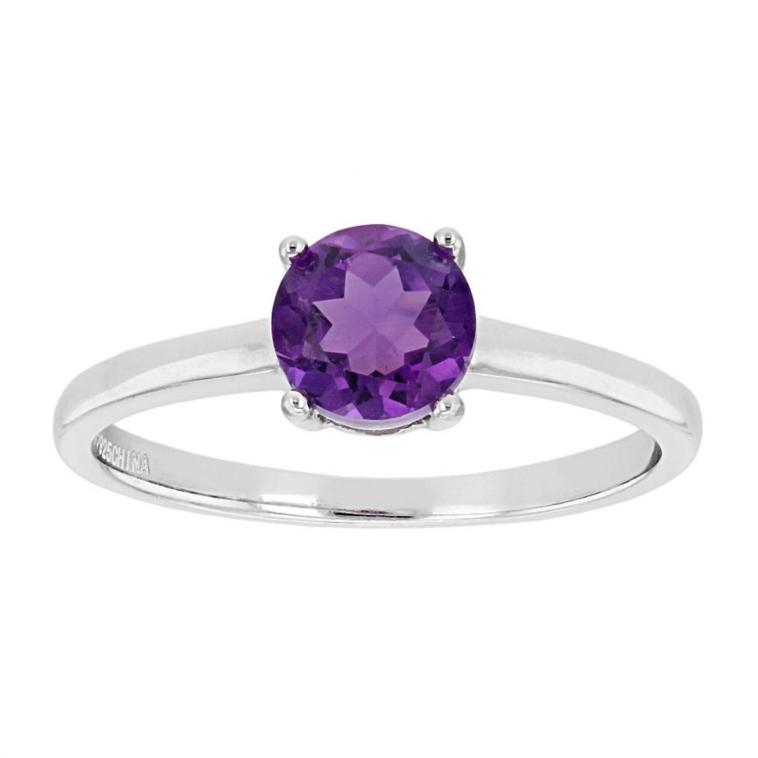 Jewelit Women's Amethyst Solitaire Ring in sterling silver - women's jewelry