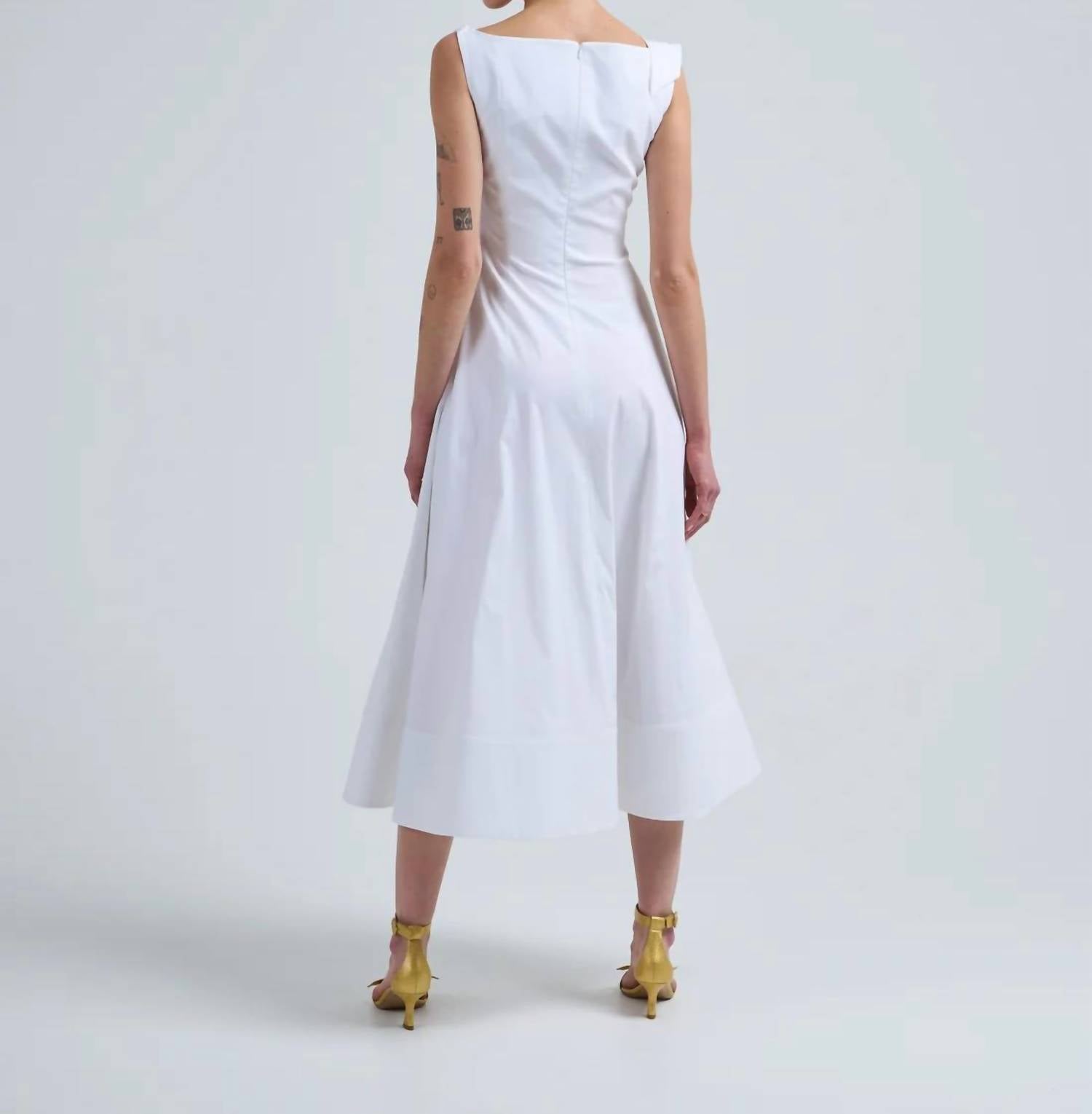 Lela Rose - Cotton Poplin Draped Floral Dress