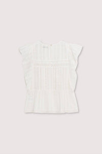 The New Society Girl's Corfu Blouse in white - kids' blouse - detail view