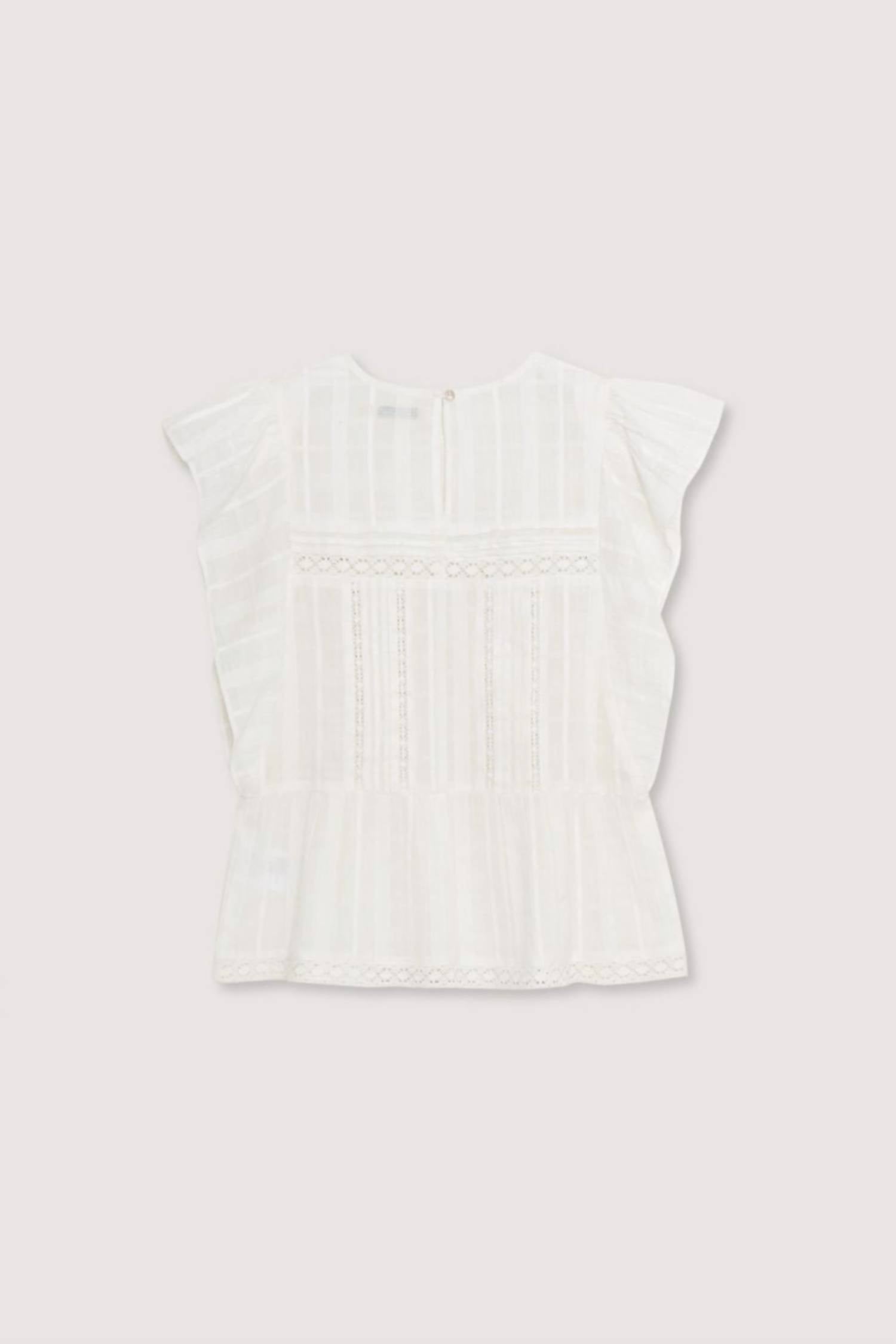The New Society Girl's Corfu Blouse in white - kids' blouse - detail view