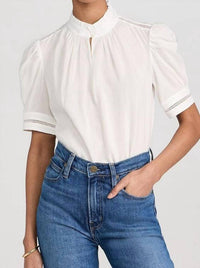 Frame - Women's Ruffle Collar Inset Lace Top