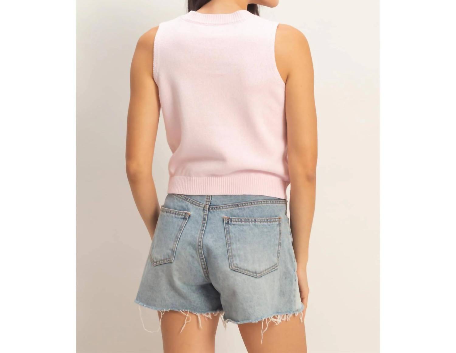 Double Zero - Strawberry Sleeveless Knit Top