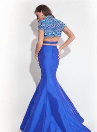 Rachel Allan - Two-piece Beaded Taffeta Mermaid Prom Gown