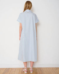 WE-AR4 Darla Midi Dress in purple green stripe - women's dress - detail view