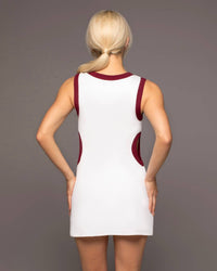Michi Aperture Tennis Ribbed Mini Dress in white earth red - women's dress - alternate view