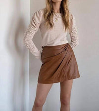 Free People - Fake Out Faux Leather Wrap Skirt