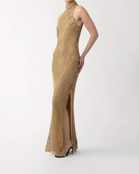SAU LEE Santana Crystal Dress in gold - women's dress