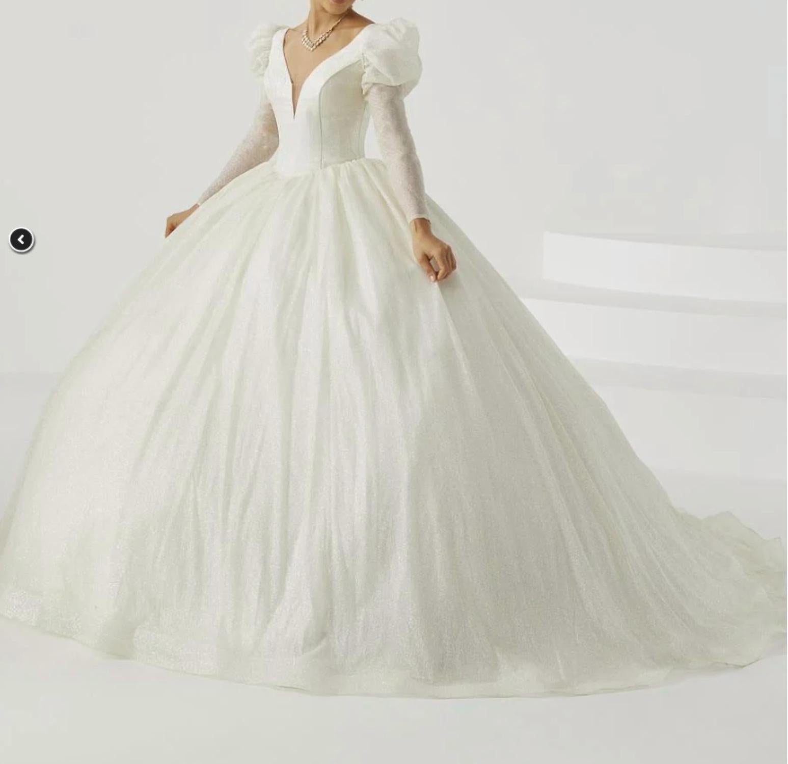 Fiesta Quinceanera - Women's Full Glitter V Neck Ball Gown