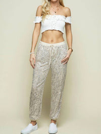 Levee - Elastic waist band sequin joggers