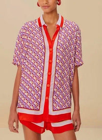 Farm Rio - GRAPHIC PINEAPPLE SCARF SHIRT