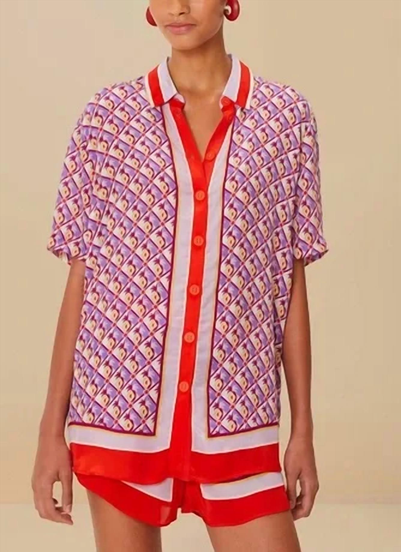 Farm Rio - GRAPHIC PINEAPPLE SCARF SHIRT
