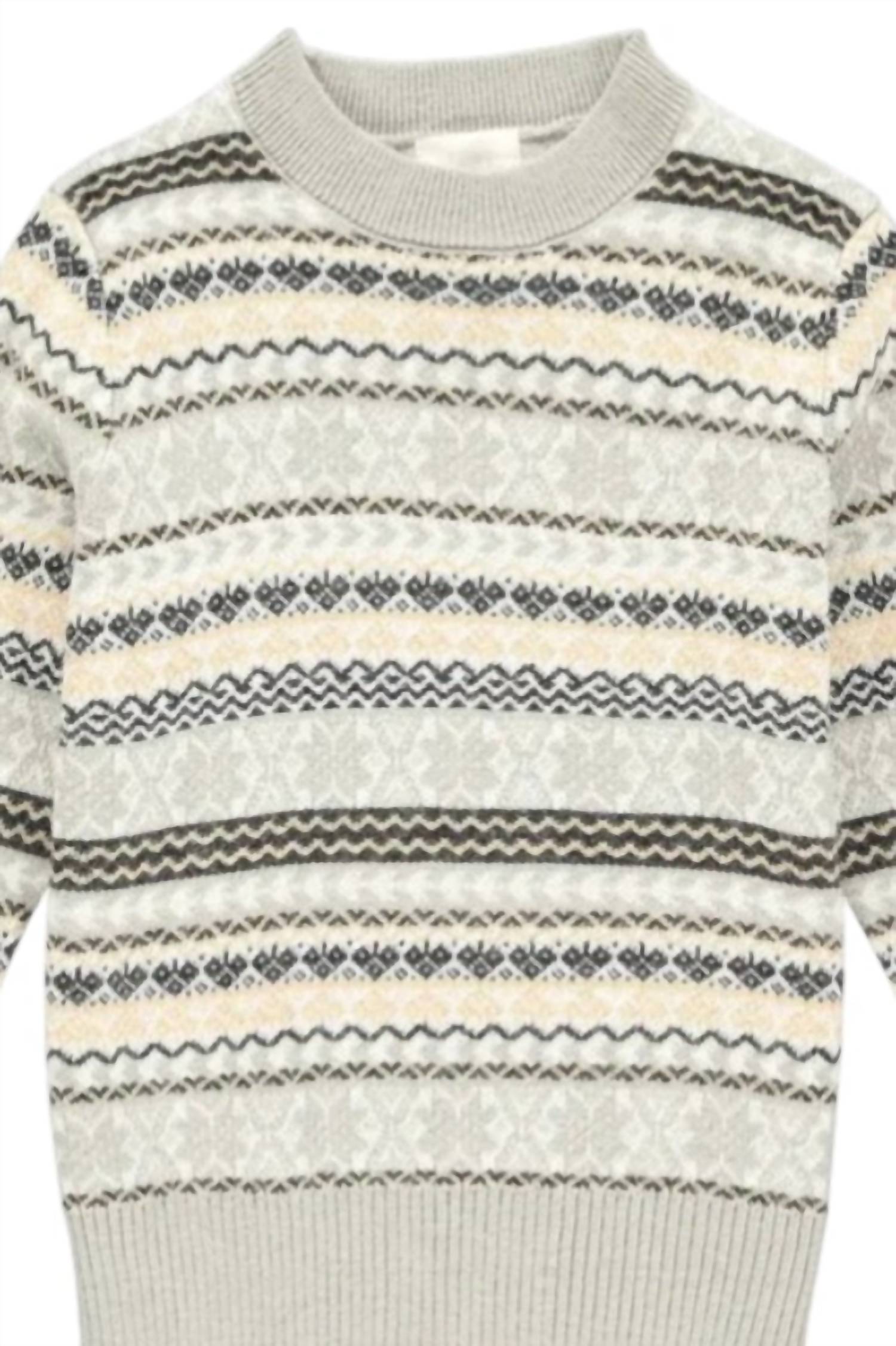ME & HENRY Boys Fairisle Sweater in beige - kids' sweater - detail view