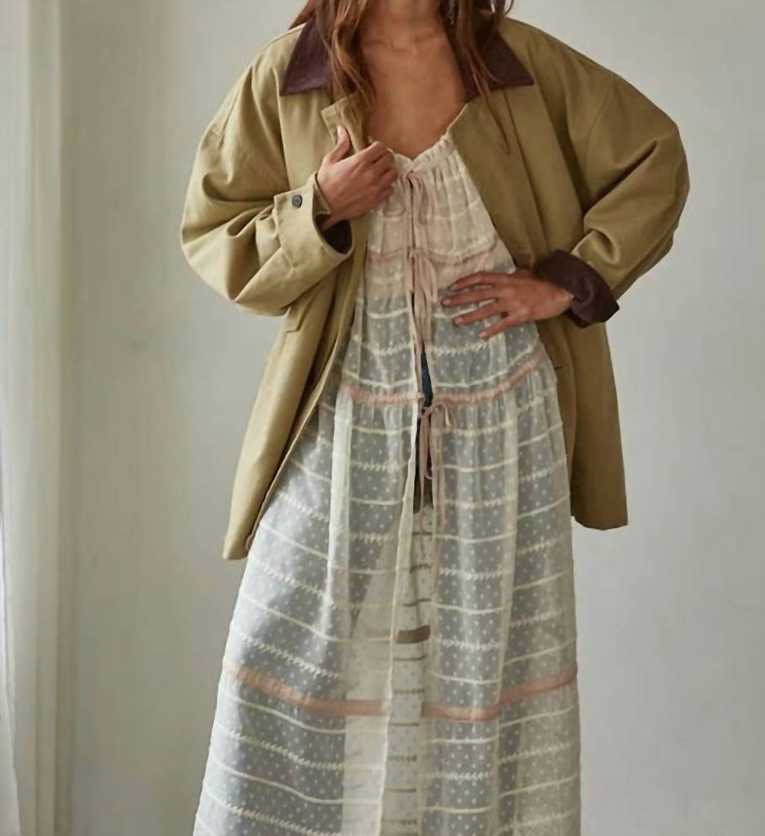 By Together Chloe Tie Tunic Top in natural - women's blouse - view 9