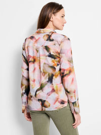Nic + Zoe Women's Shona Smokey Petals Top in pink multi - women's blouse - alternate view