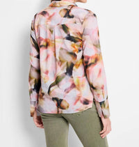 Nic + Zoe Women's Shona Smokey Petals Top in pink multi - women's blouse - detail view