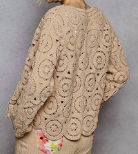 Pol - Button Down V-neck Crochet Cardigan