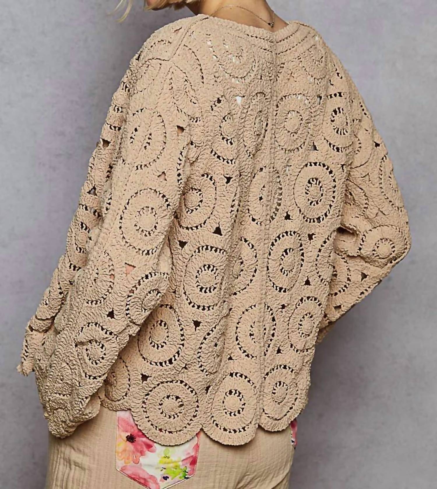 Pol - Button Down V-neck Crochet Cardigan