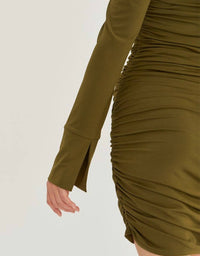Crescent - Kylie Ruched Bodycon Knit Mini Dress