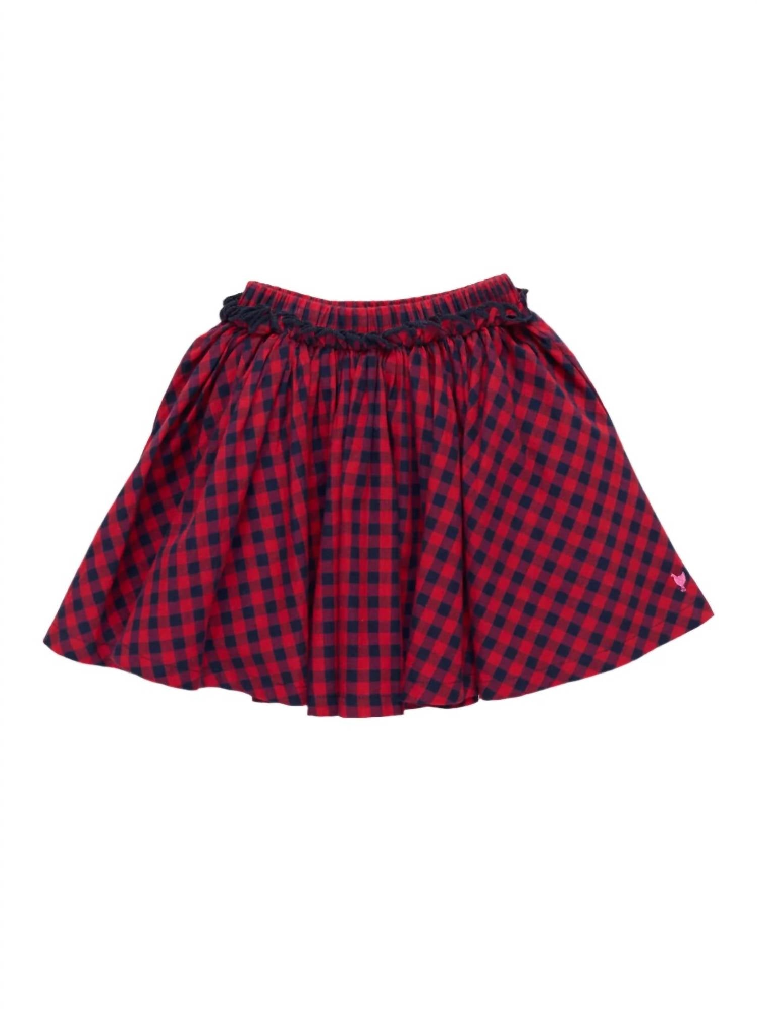 PINK CHICKEN Gianna Skirt in red blue check - kids' skirt - view 5