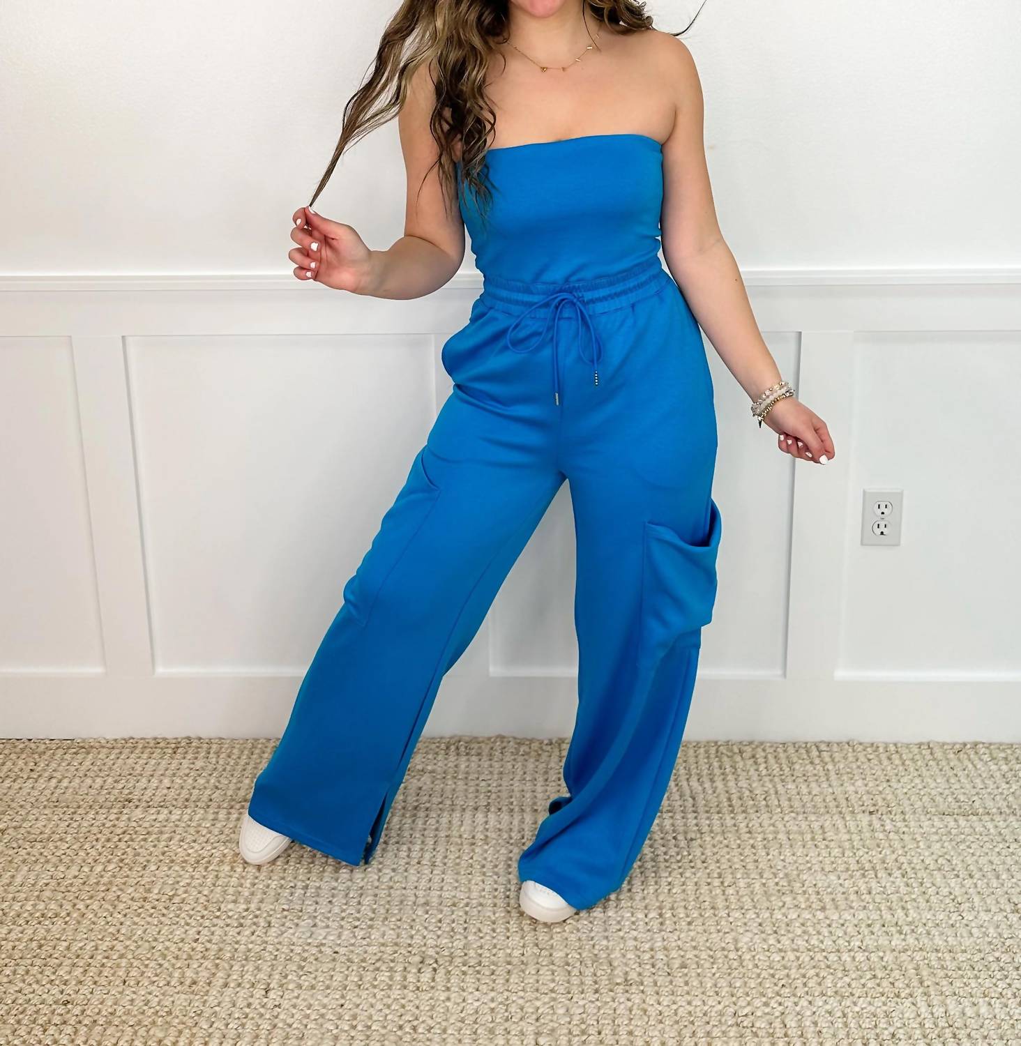 White Birch - Dance It Out Rayon Blend Strapless Jumpsuit