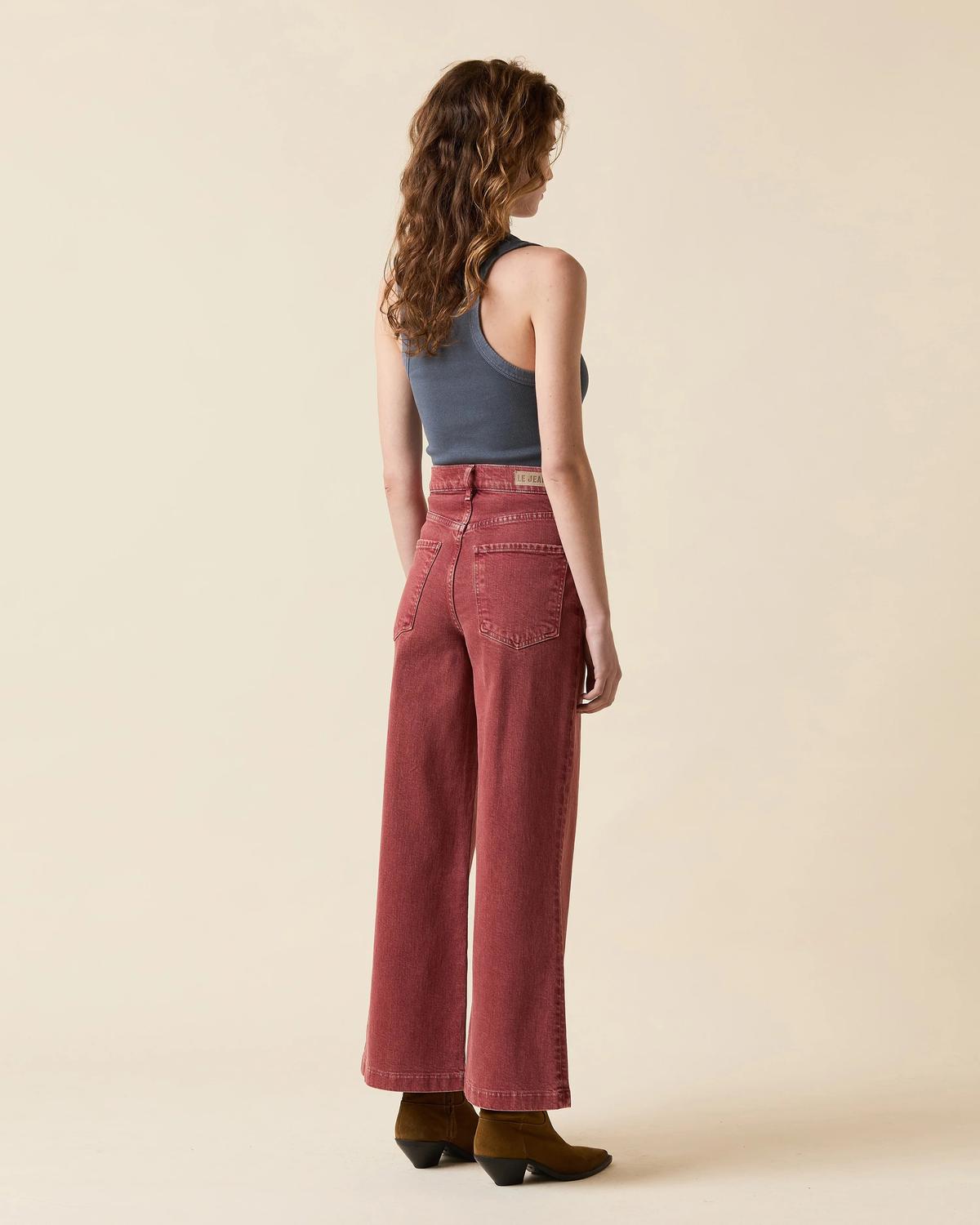 Le Jean Virginia Wide Leg Ankle Jeans in sandwashed spiced - women's pants - alternate view