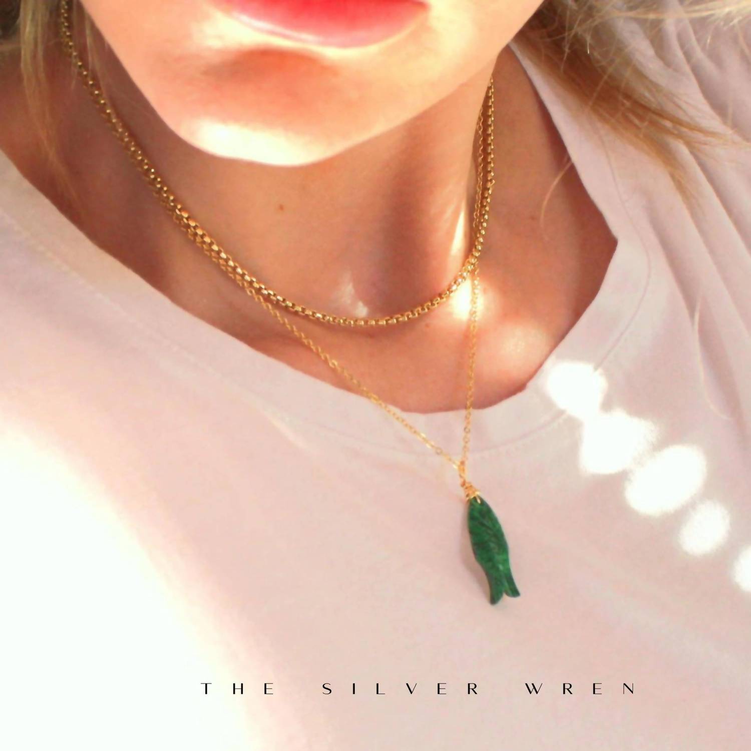 The Silver Wren - Women's Gemstone Fish Pendant Necklace