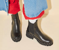 FREDA SALVADOR Women's Bailey Studded Lug Boot in black - women's shoe - alternate view