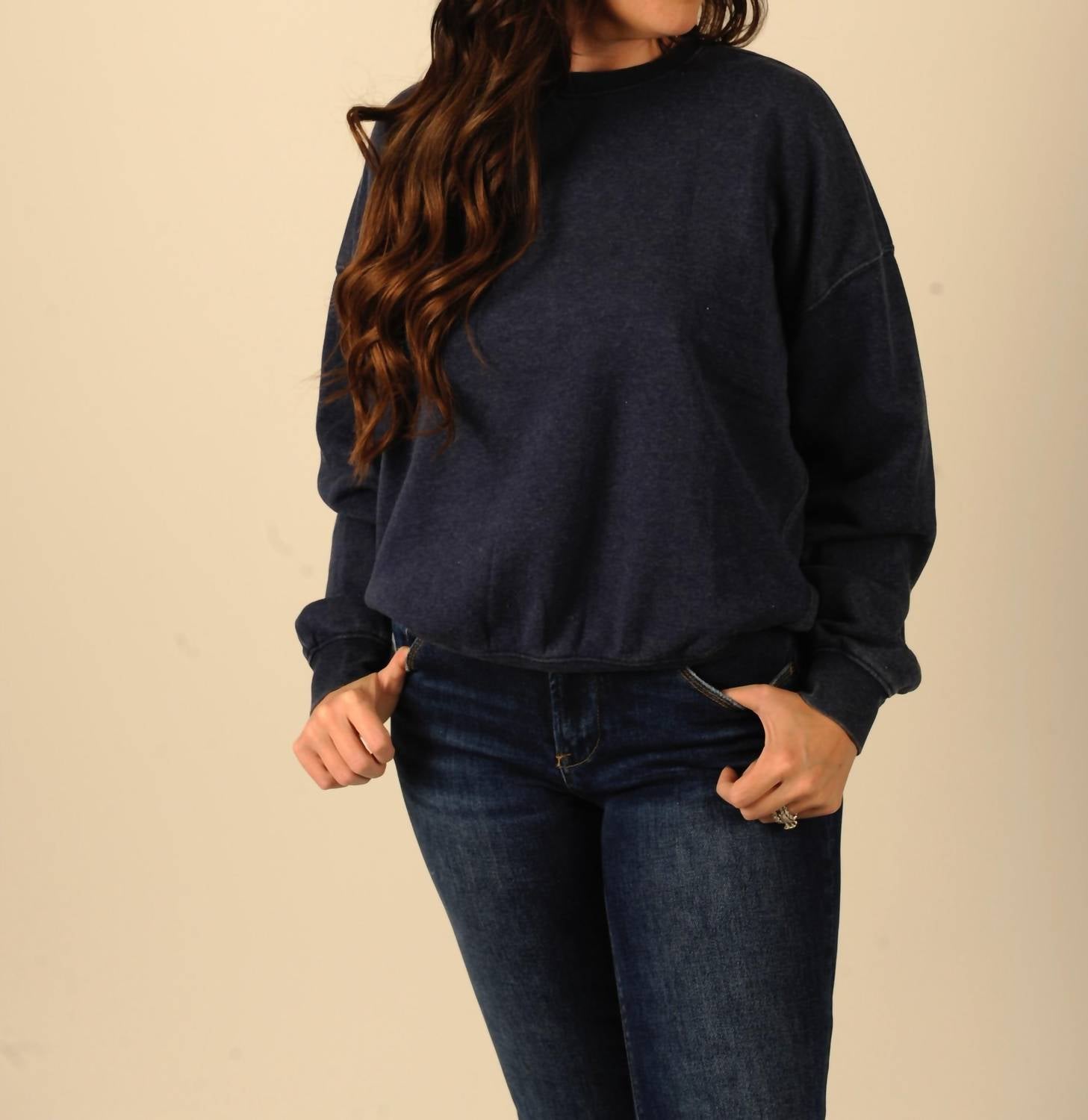 Double Zero Midnight Comfort Sweatshirt in black - women's top - detail view