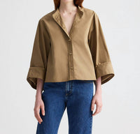 TWP Beau Cotton Poplin Shirt in kelp - women's shirt