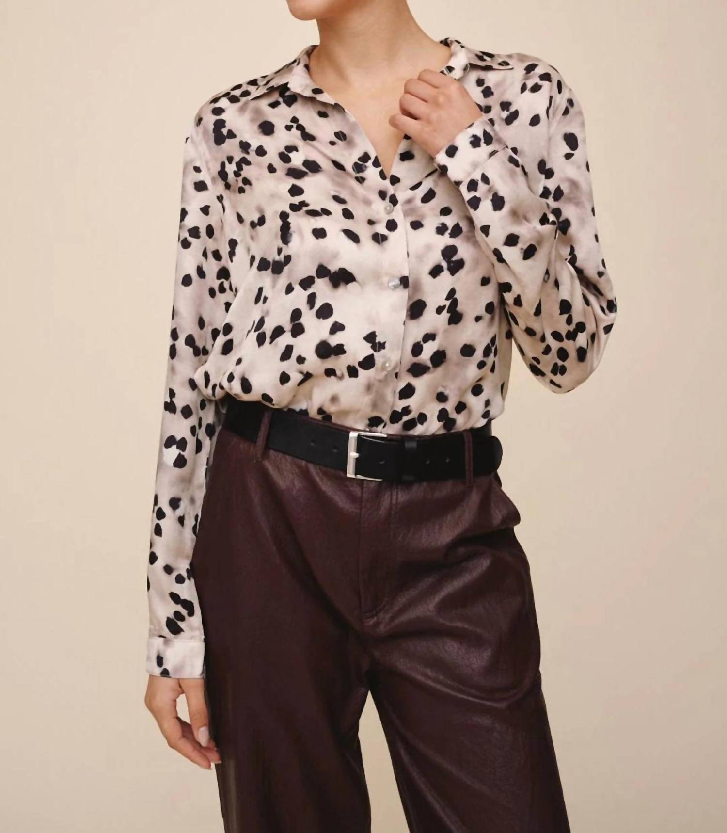 Bella Dahl Silky Button Down Shirt in winter shadow - women's shirt