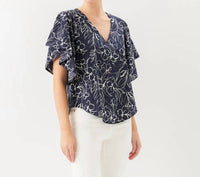 Karen Kane - Flutter Sleeve V-Neck Top